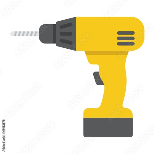 Electric Drill flat icon, build and repair, electrical screwdriver sign vector graphics, a colorful solid pattern on a white background, eps 10.