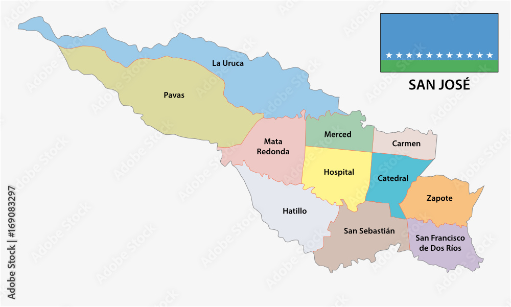 Fototapeta premium Administrative and political map of San Jose, Costa Rica