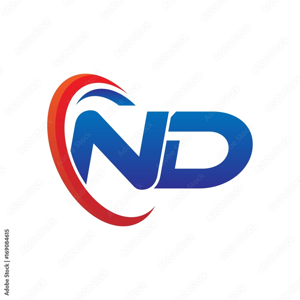 dynamic vector initial letters logo nd with circle swoosh red blue dynamic vector initial letters logo nd with circle swoosh red blue