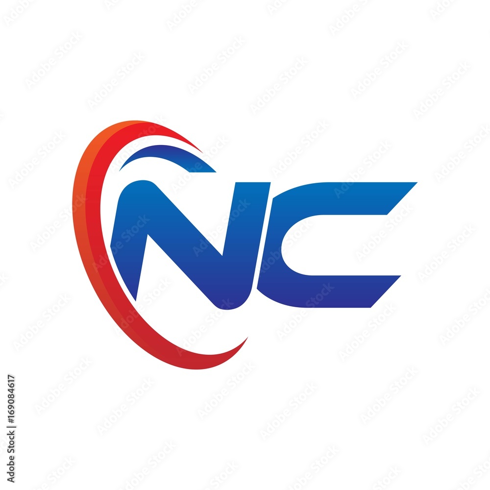 dynamic vector initial letters logo nc with circle swoosh red blue dynamic vector initial letters logo nc with circle swoosh red blue
