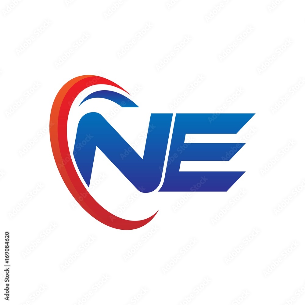dynamic vector initial letters logo ne with circle swoosh red blue dynamic vector initial letters logo ne with circle swoosh red blue