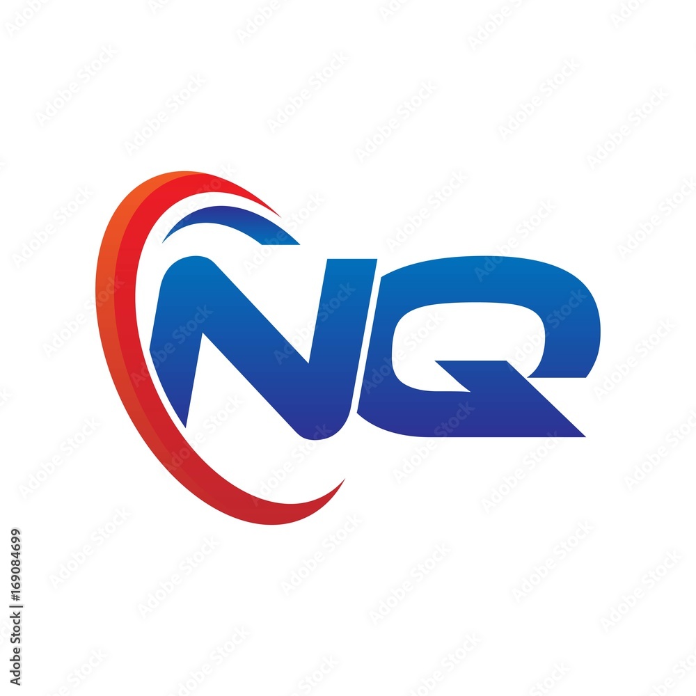 dynamic vector initial letters logo nq with circle swoosh red blue dynamic vector initial letters logo nq with circle swoosh red blue