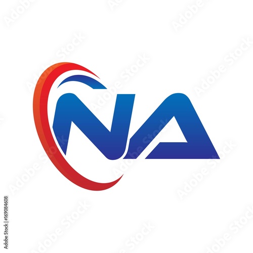 dynamic vector initial letters logo na with circle swoosh red blue