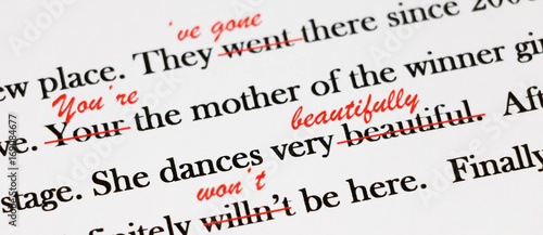 English sentences with red pen