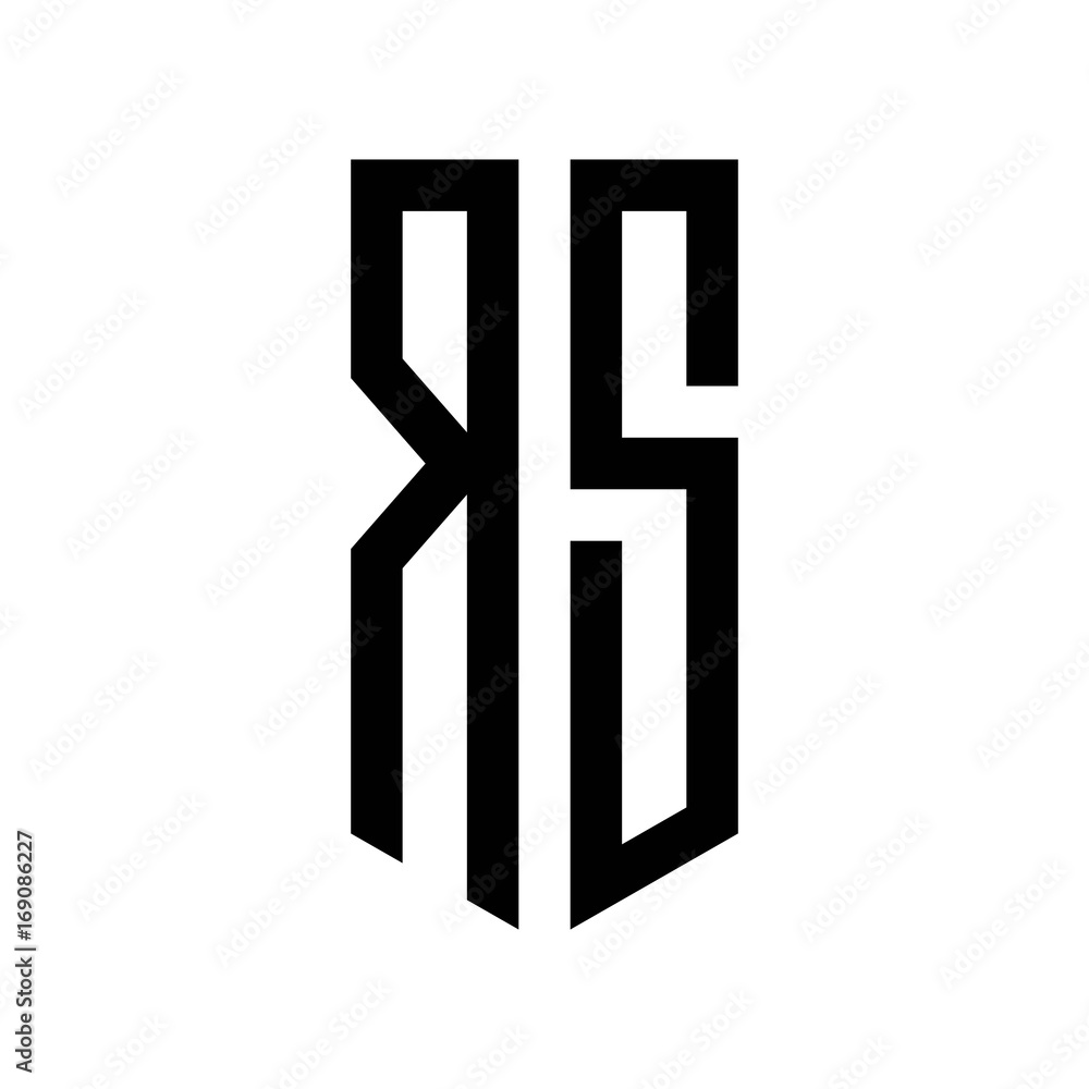 initial letters logo rs black monogram pentagon shield shape Stock ...