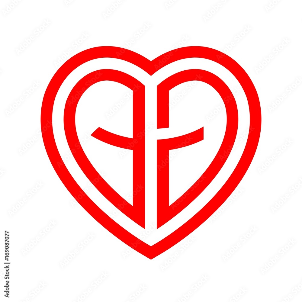 Obraz premium initial letters logo qg red monogram heart love shape