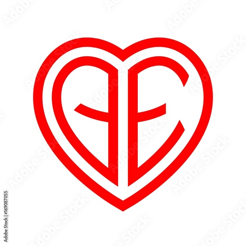 Free Download initial letters logo qe red monogram heart love shape - GFXLoad