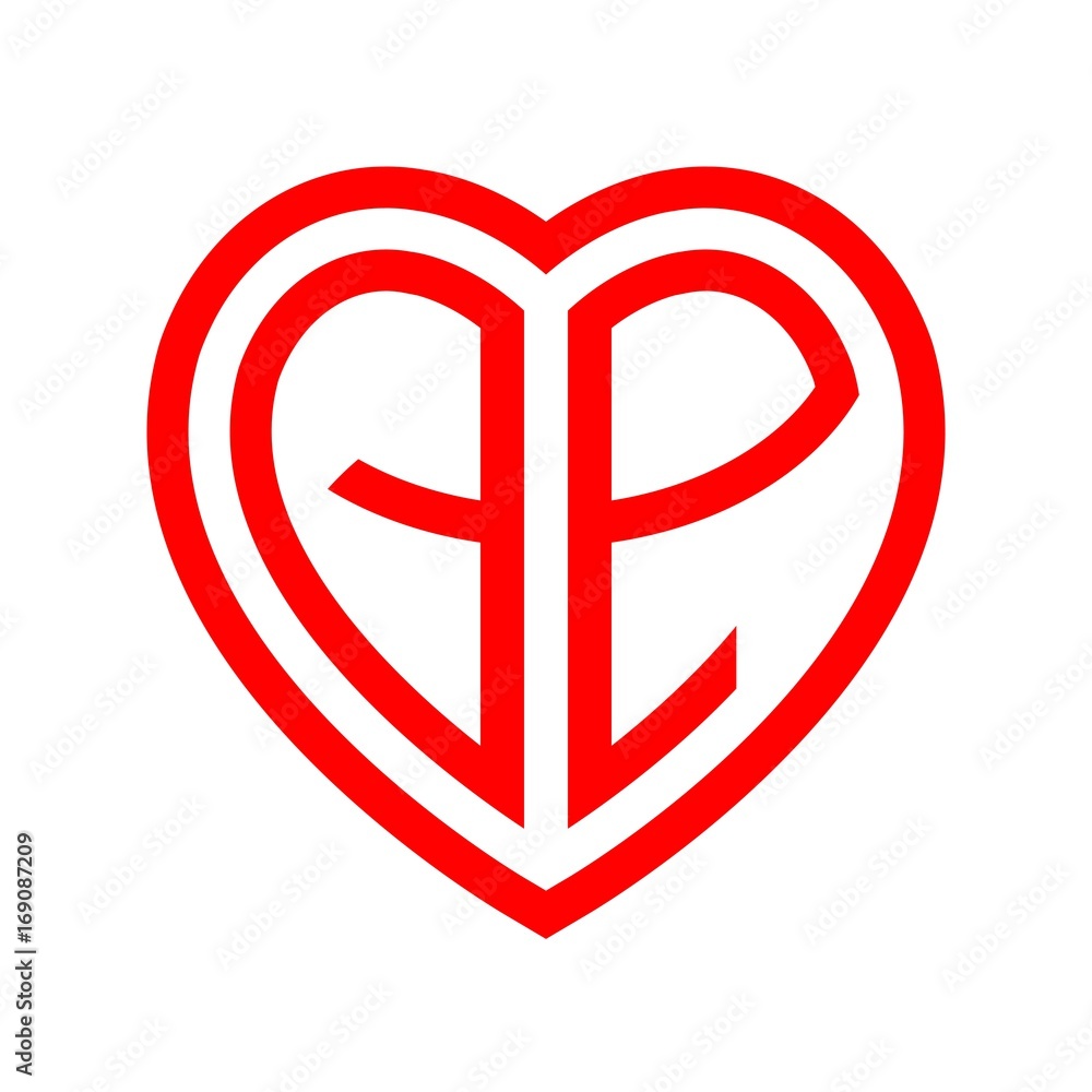 initial letters logo qp red monogram heart love shape initial letters logo qp red monogram heart love shape