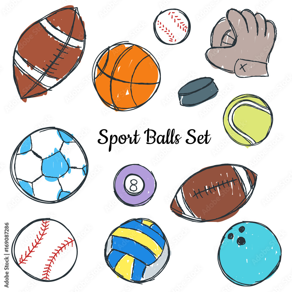Sport ball doodle set Sport ball doodle set