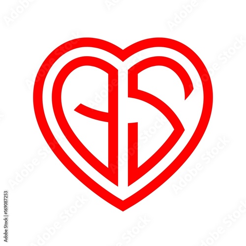 Free Download initial letters logo qs red monogram heart love shape - GFXLoad