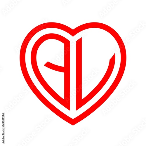 Free Download initial letters logo qv red monogram heart love shape - GFXLoad