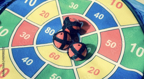 Bild auf Leinwand Childs colouful velcro ball/dart dart game