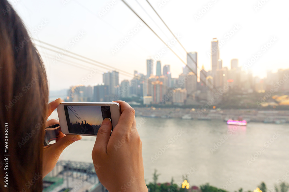 mobile phone with photograph for modern city mobile phone with photograph for modern city