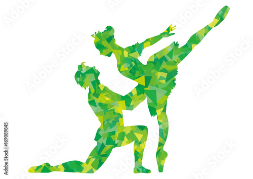 バレエのパドドゥのシルエット(眠れる森の美女)グリーンセロハン