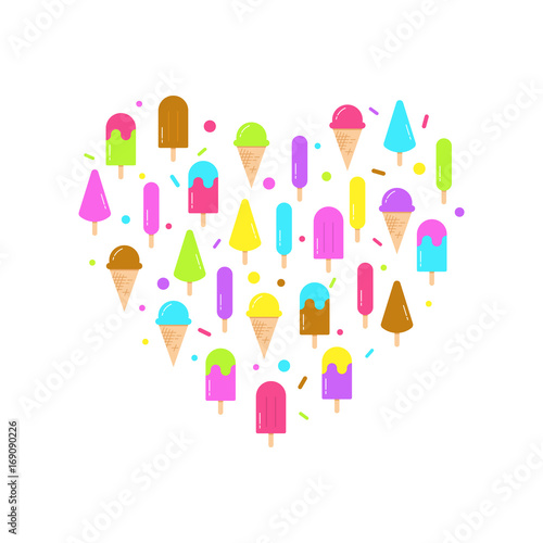Ice cream heart card of col...