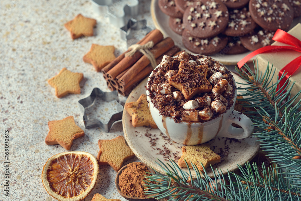 Christmas hot chocolate with marshmallow Christmas hot chocolate with marshmallow