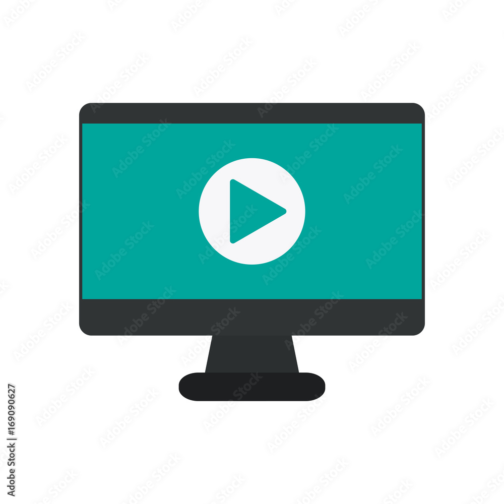 video play symbol on computer screen icon image vector illustration design video play symbol on computer screen icon image vector illustration design