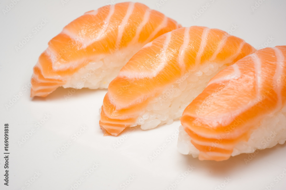 Sushi on white background