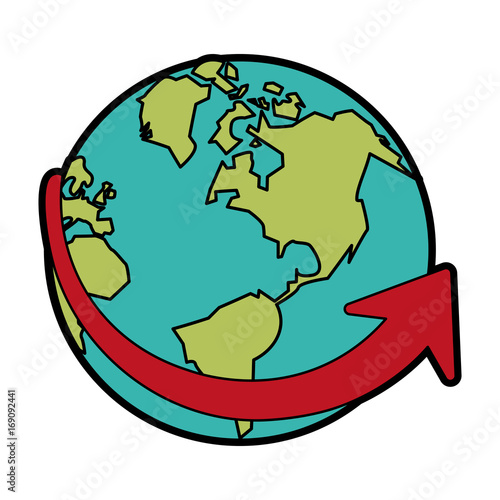 globe and arrow global communications concept icon image vector illustration design