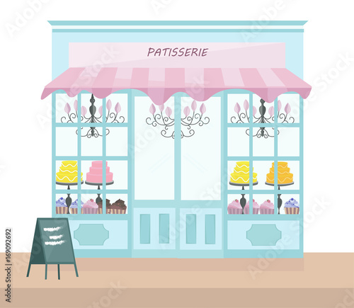 Bakery store architectural facade Vector illustration template