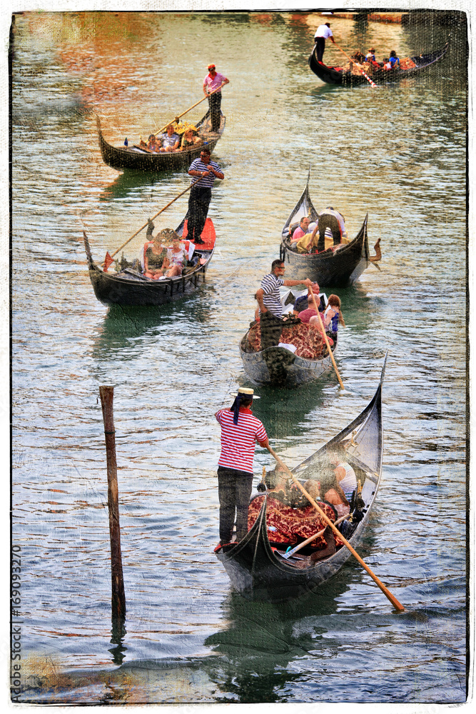 Obraz premium Venice. Gondolas, artwork in painting style