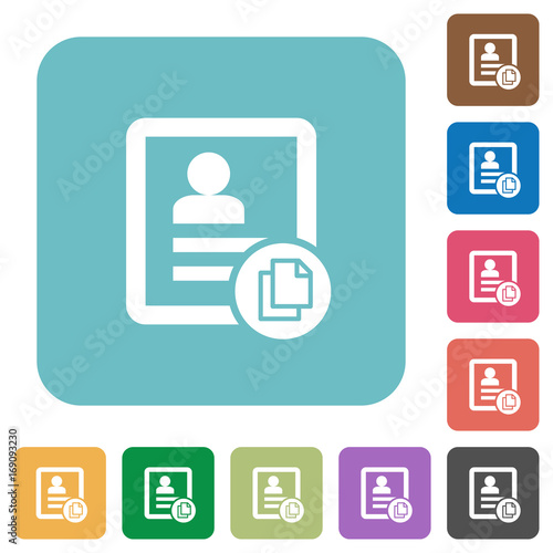Copy contact rounded square flat icons