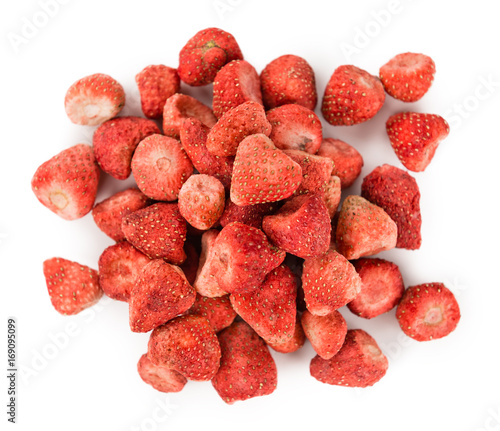 Portion of Dried Strawberries isolated on white