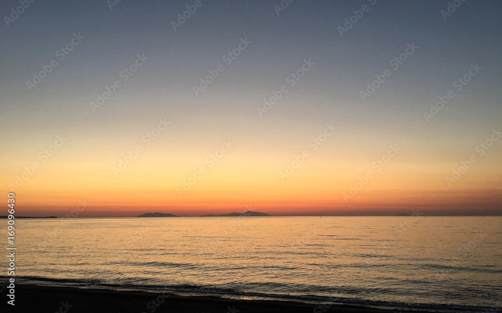 sunset on the Italian beach - panorama