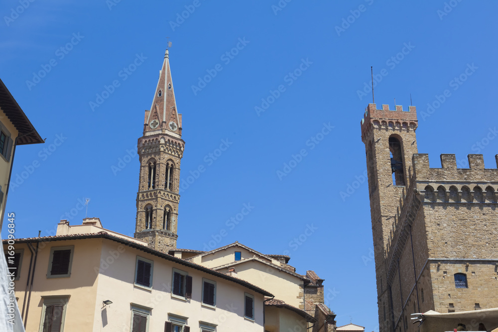 Fototapeta premium Toskana-Impressionen, Florenz, Badia Fiorentina und Palazzo Vecchio