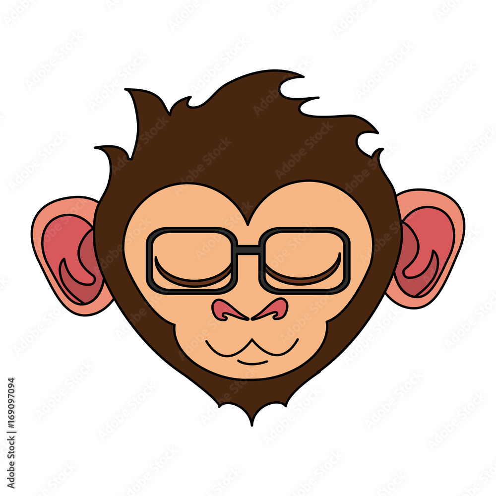 relaxed or in bliss cute expressive monkey wearing glasses cartoon icon image vector illustration design relaxed or in bliss cute expressive monkey wearing glasses cartoon icon image vector illustration design
