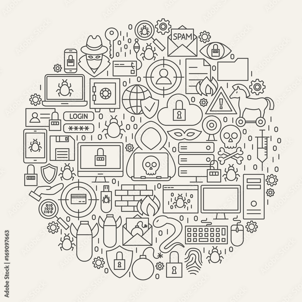 Cyber Security Line Icons Circle Cyber Security Line Icons Circle