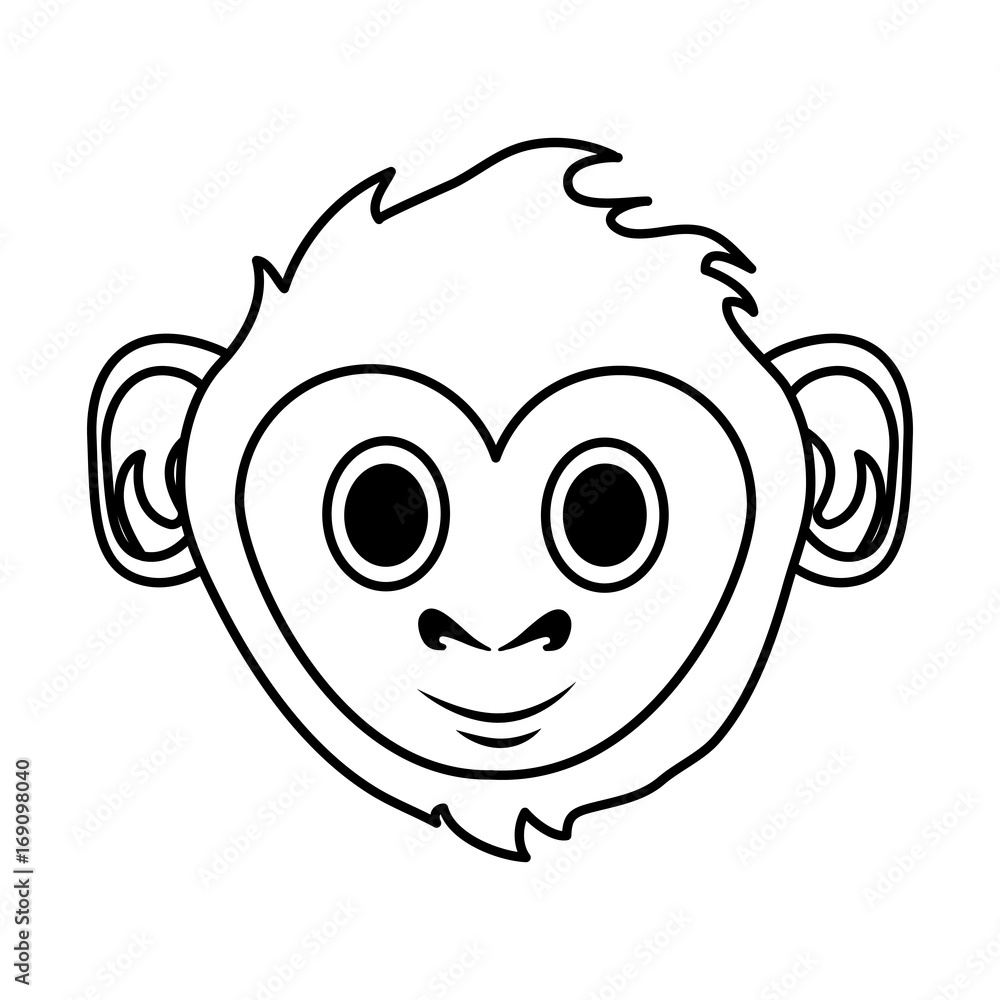 happy cute expressive monkey cartoon icon image vector illustration design black line happy cute expressive monkey cartoon icon image vector illustration design black line