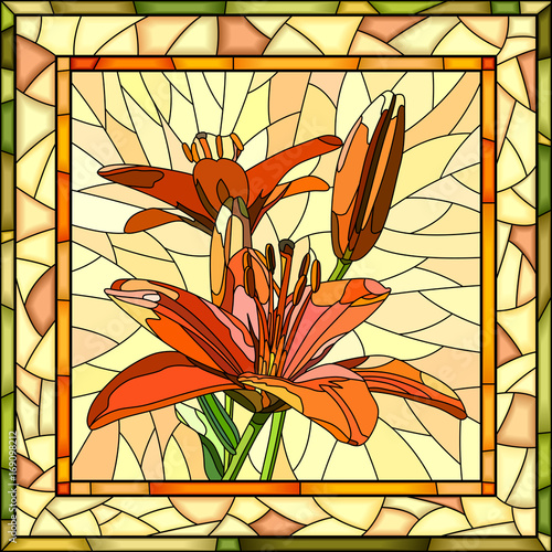 Fototapeta Naklejka Na Ścianę i Meble -  Vector illustration of flower red lilies.