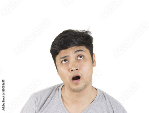 Asian people with facial expressions, white background