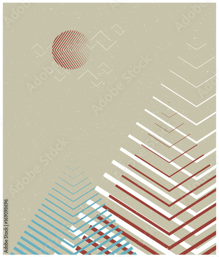 Vector geometric triangle background, abstract mountains.Conceptual background, with mountains.Flat design, with minimal elements.Use for card, poster, brochure,banner. Minimal Interior print.