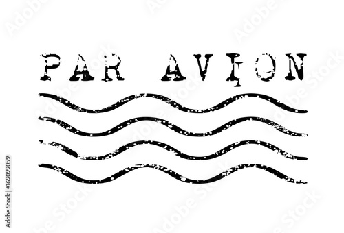 Par avion weathered rubber stamp vector