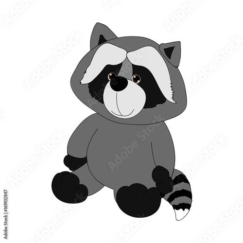 Fototapeta Naklejka Na Ścianę i Meble -  Siting raccoon. Vector cartoon illustration.