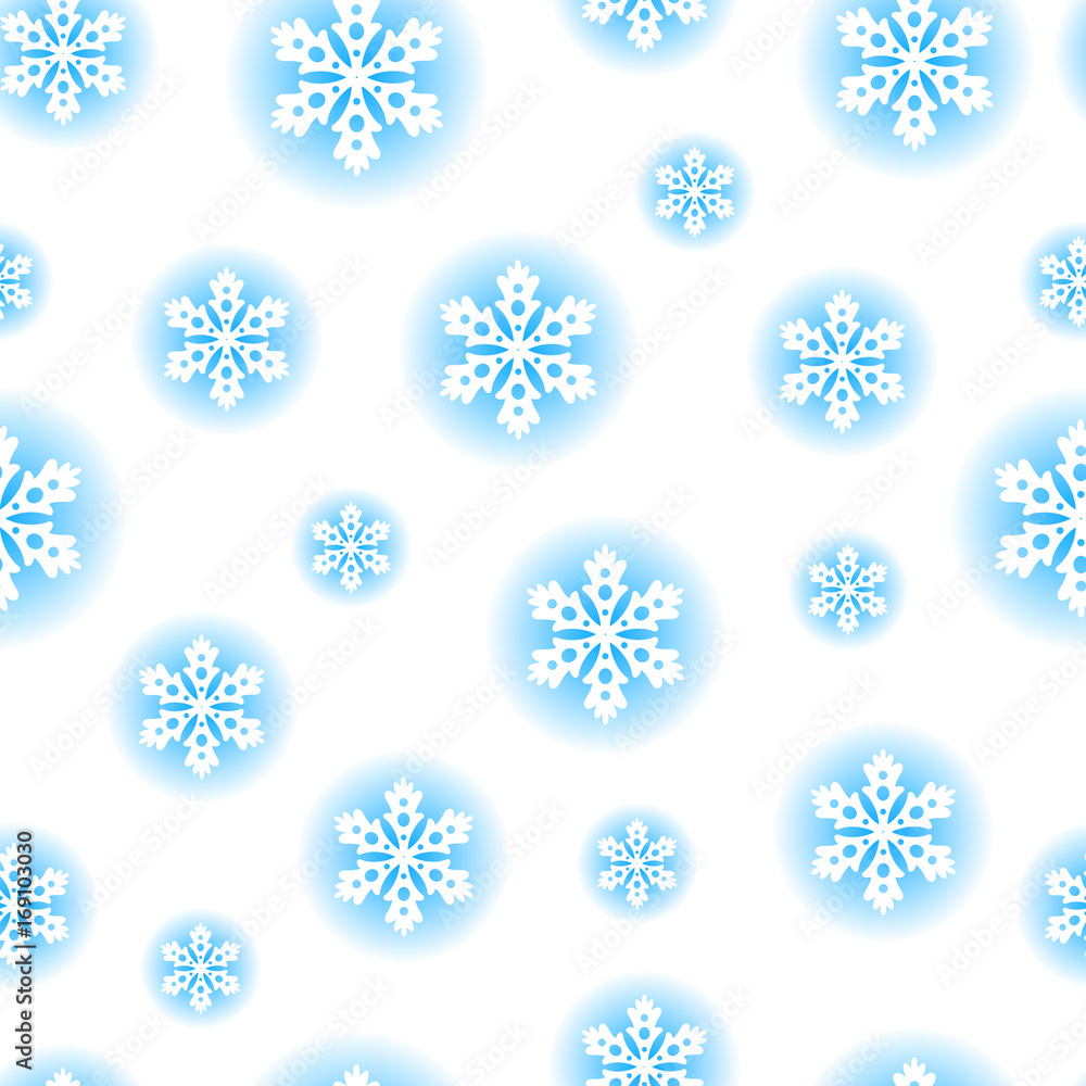 Snowflakes seamless pattern. Merry Christmas and Happy New Year. Illustration on white background. Snowflakes seamless pattern. Merry Christmas and Happy New Year. Illustration on white background.