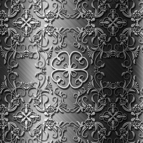 3D floral metal plate background