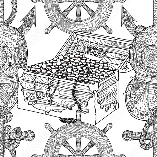 Pirate zentangle seamless pattern.