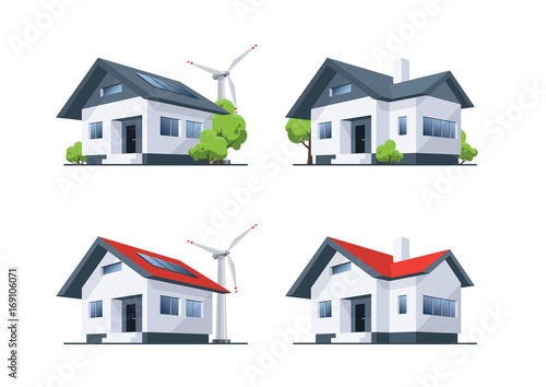 Family roof eco house residential buildings.