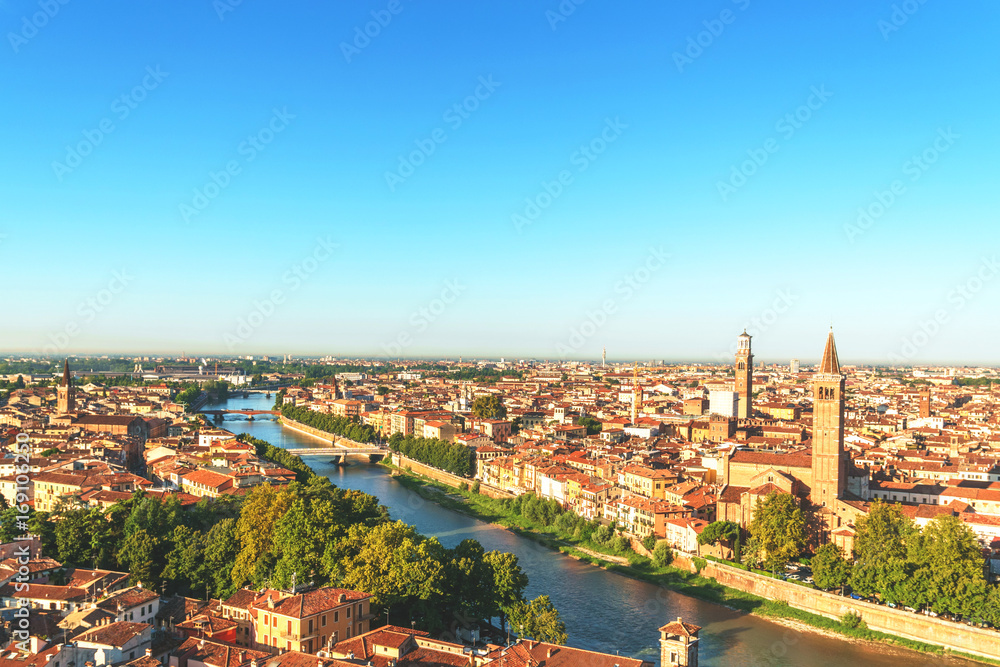 Verona cityscape in the morning time.