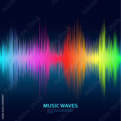Music waves background. Rainbow sound music equalizer. Vector illustration © klerik78