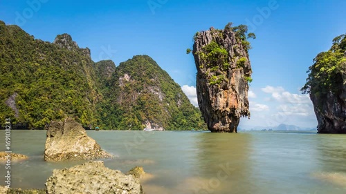 Timelapse of the rock at the James Bond Island, Thailand. photo