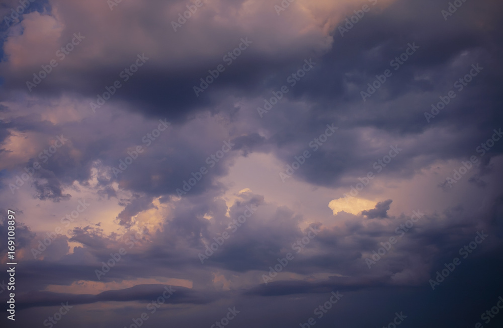 Dark thundercloud cumulus clouds.