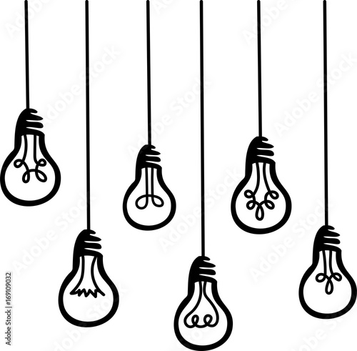 Light Bulbs Hanging Vector Graphic Icon Symbol