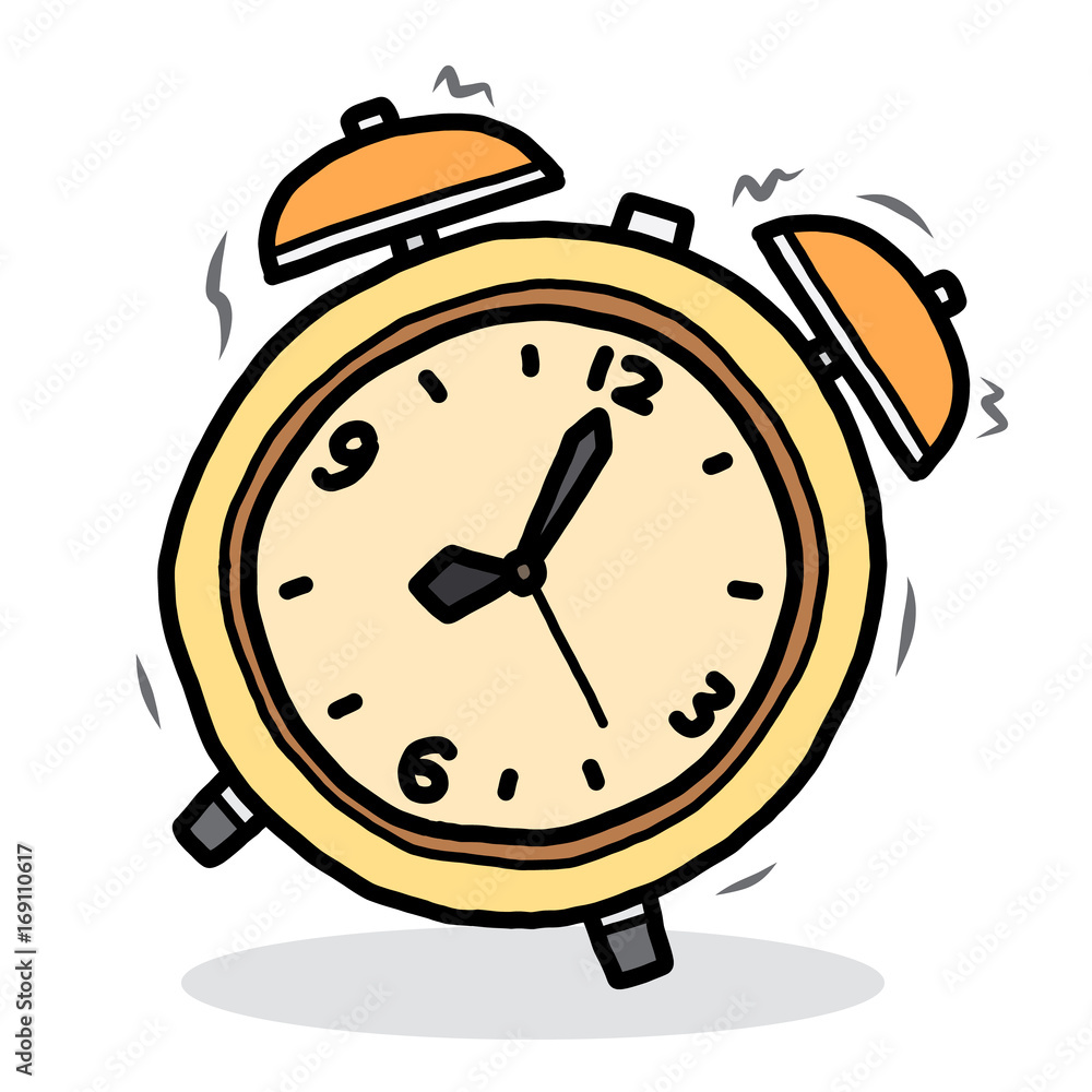 alarm clock / cartoon vector and illustration, hand drawn style, isolated  on white background. Stock Vector | Adobe Stock