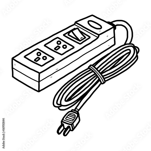 electric socket / cartoon vector and illustration, black and white, hand drawn, sketch style, isolated on white background.