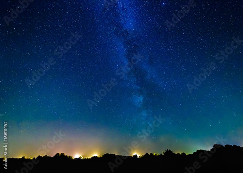 Milky way and stars above the village.