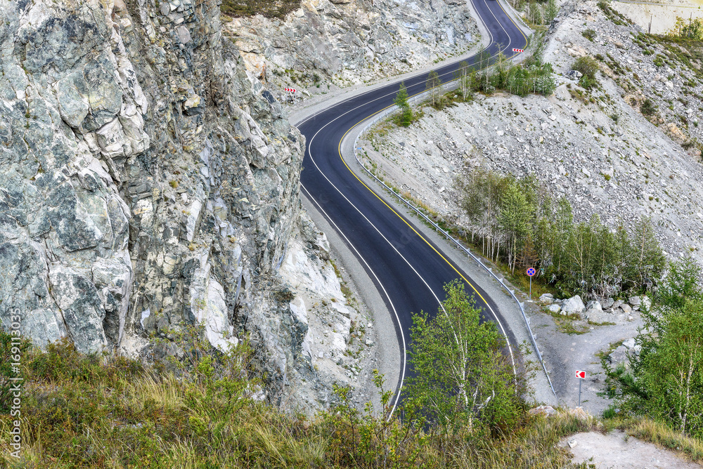 road mountains curve pass asphalt